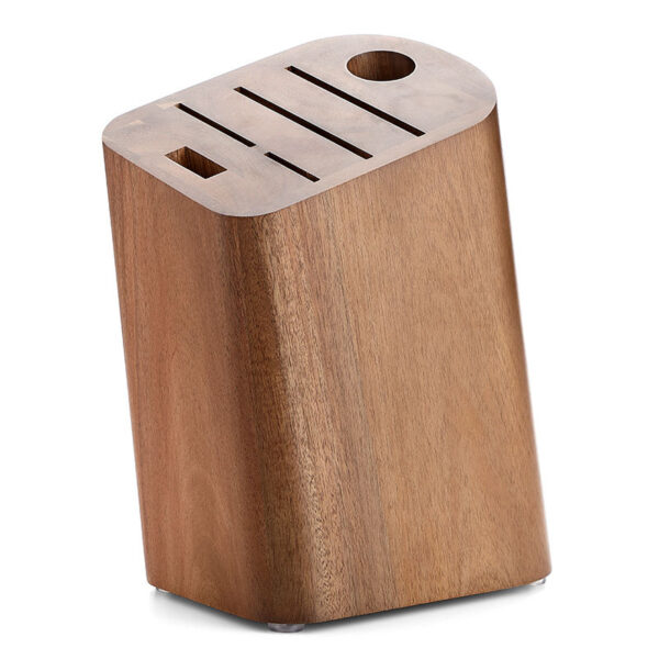 XINZUO Natural Acacia Wood Holder 6 Slots Universal Kitchen Knife Wooden Block Stand