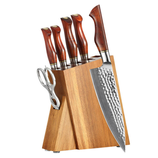 7PCS High End 73  Layers Damascus Powder Steel 62-64 HRC Japanese Knives with Wooden Block Kitchen Chef Knife Set Gifts