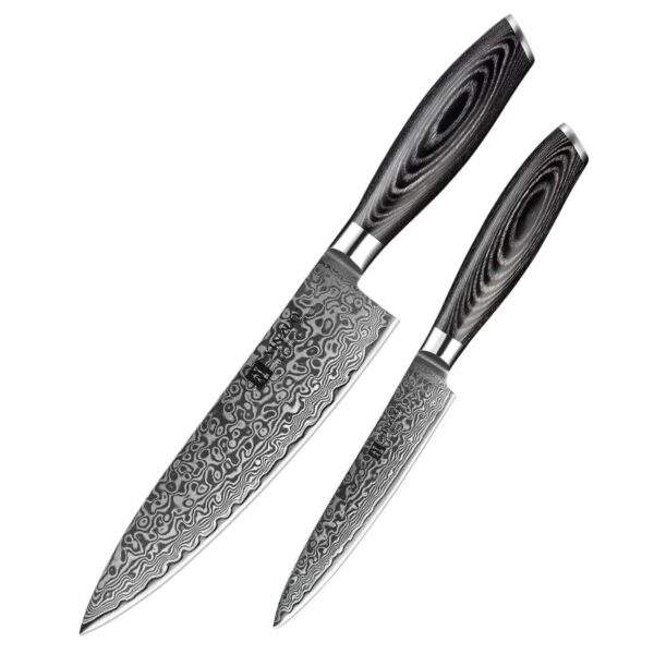 2 Pcs Japanese VG10 Damascus Steel Kitchen Chef Knife Set with Pakka Wood Handle Custom