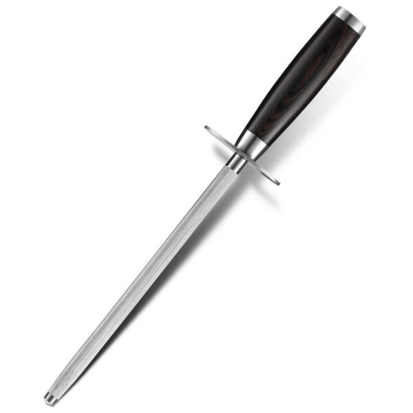 XINZUO Hign Carbon Steel Pakka Wood Kitchen Knife Blade Sharpener Rod Kitchen Accessory